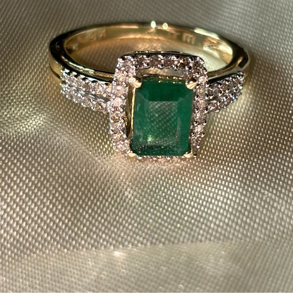14k Gold Natural Deposit & Emerald Ring ✨FIRM✨ - Picture 3 of 16